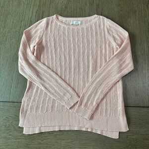 LOFT Open Stitch Crew Neck Sweater Size Medium Peach